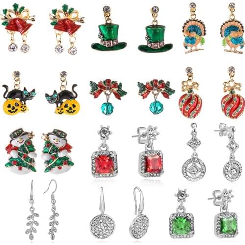 2021 New Santa Claus Stud Earrings Bell Elk Exquisite & Small Snowman Earings For Women Girls Christmas Jewelry Special Offer