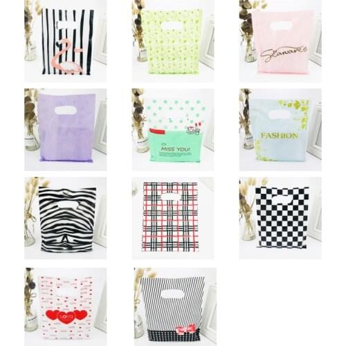 25x35 20x25 15x20 cm 10pcs Clothes Storage Bag Shopping Plastic Bags With Handles Jewelry Wedding Plastic Pouch For Gift Packing