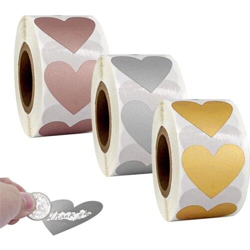 300pcs Heart Shape Scratch Off Stickers Rose Gold Labels sticker DIY handmade for game Sticker Activity Gift Business Stationery