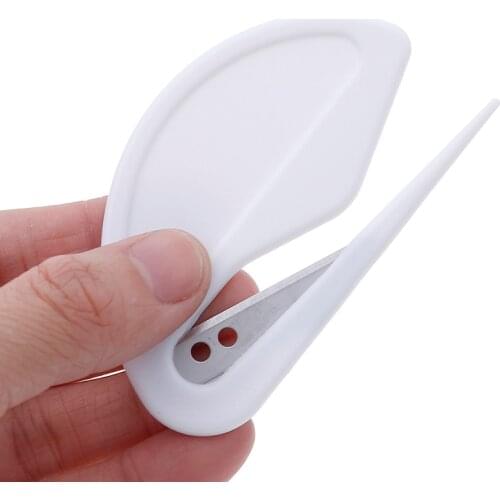 4/2pcs Plastic Letter Opener Mini Sharp Letter Mail Envelope Opener Safety Papers Guarded Cutter Blade Office Equipment