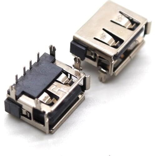 30 piece a / f10.0 short body USB interface female base 4-pin 6.3h crimping dip iron shell black glue USB connector