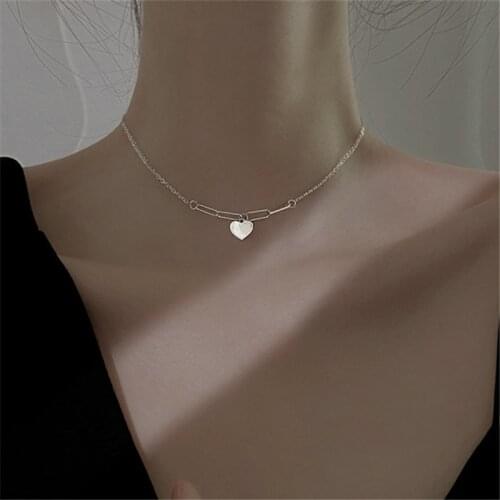 925 Sterling Silver Tassel Chain Heart Charm Pendent Necklace For Women Girls Party Jewelry Choker Collar dZ584