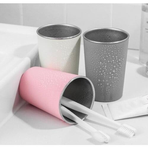 Toothbrush Cup High Compatibility Multi-functional Stainless Steel Nordic Style Mouthwash Cup for Bathroom