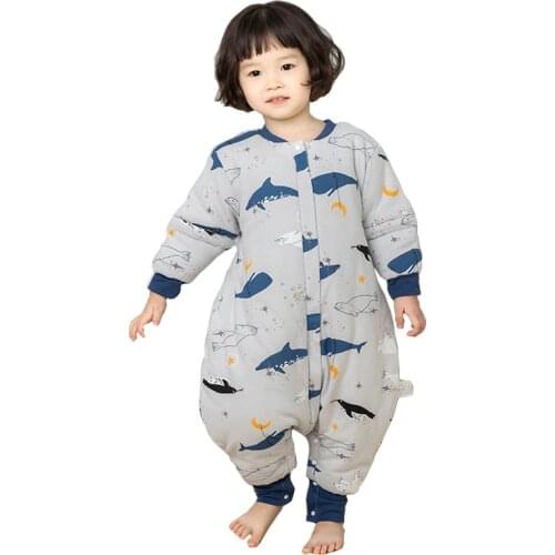 Children Zipper Fashion Sleep Sack Toddler Kids Winter Split Leg Thermal Sleeping Bag With Feet Onsies Pajamas Cartoon Costume