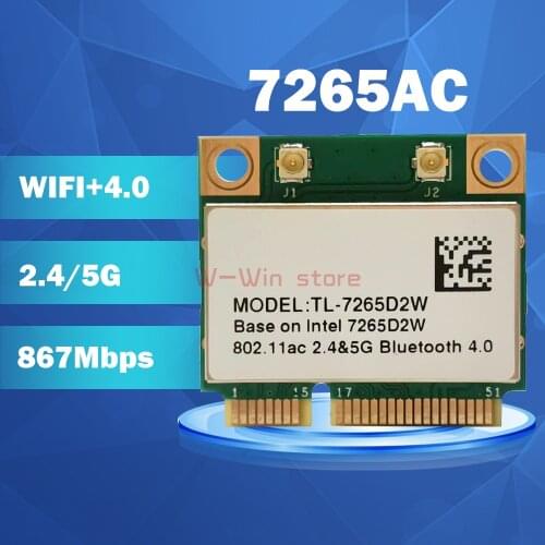 Dual Band Wireless-AC7265 7265ACHMW AC 7265AC Mini PCI-e WI-FI 802.11a/b/g/n/ac+Bluetooth 4.2+867Mbps Wireless wifi card