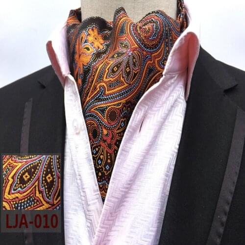 Elegant Men Polyester Silk Printed Pasiley Flower Polka Dot Ascot Necktie British Jacquard Weave Neck Tie Groom Wedding Cravat