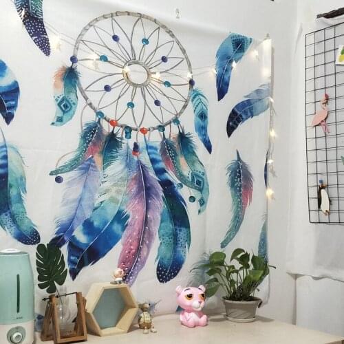 Dream Catcher Printed Tapestry Art Table Cloth Beach Towel Tablecloth Wall Hanging Blanket Halloween Tapestry with string lights