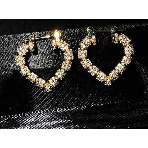 Dainty Sweet Heart Clip Earrings Geometric Slub Design With Small Zircon Minimalism Gold Jewelry For Women Party Valentines Gift