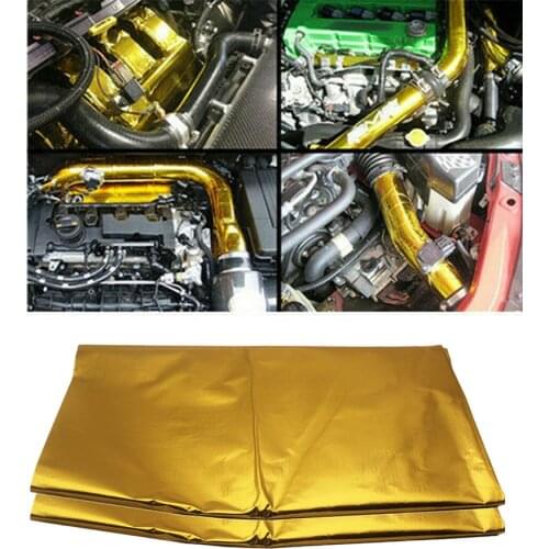 2pcs Adhesive Exhaust Manifold Heat Wrap Reflect Gold 39"x47" Heat Shield Tape