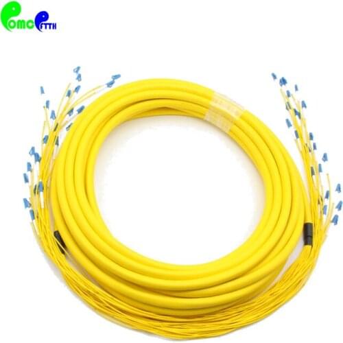 LC-LC 24 Fibers Single Mode Pre-Terminated Assembly Staggered 2.0mm Breakout Fiber Optic Patch Cable