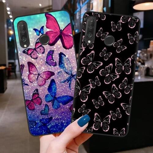 Soft TPU Phone Cases For Coque Huawei P10 P20 P30 P40 Lite E Pro Cover Cute Colorful Butterfly Fundas For Huawei P30 Lite Case