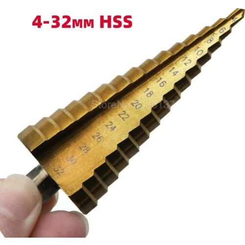 4-32MM 15 Step Hex Shank Titanium Coated Straight Slot High Speed Steel Hole Cutter Set P6M5 Drill The Pagoda Shape Hss