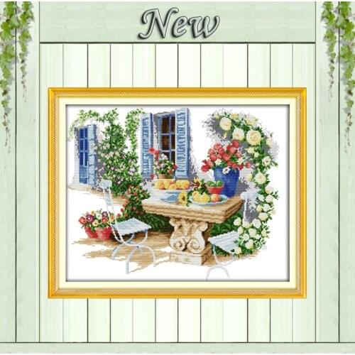 The Beautiful Garden scenery Leisure time,11CT printed on canvas DMC 14CT Cross Stitch kits,needlework embroidery Set,Home Decor