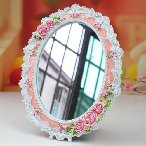 Rose Desktop Makeup Mirror Portable Desktop Makeup Mirror Beautiful Desktop Makeup Mirror HD Counter Makeup Tools