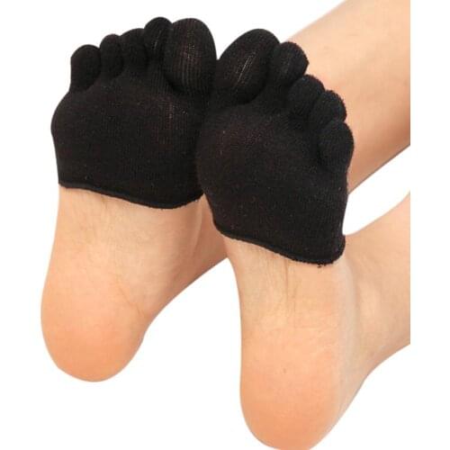 2021 Newest Women Invisible Gym Non Slip Toe Socks Half Grip Heel Five Finger Socks 5 Colors Open Toe Sock Slippers