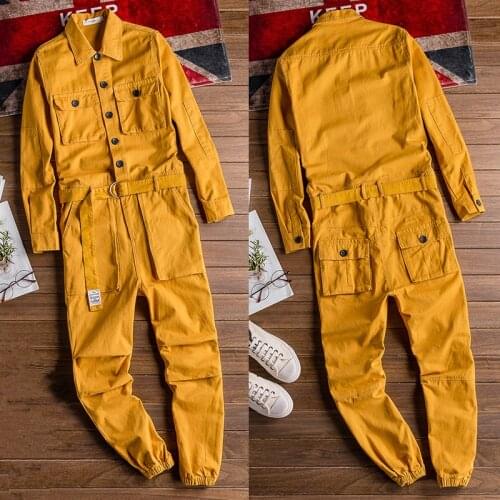2021 New Fashion Mens Jumpsuit Joggers Long Sleeve Romper Hip Hip Cargo Overalls Casual Streetwear Men Pants Suit Plus Size 5XL