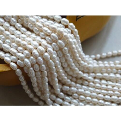 New 4-6mm 3pcs Natural Freshwater Pearl Jewelry Necklace DIY Making Loose Beads 14"