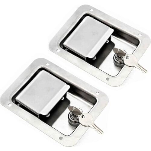 Hardware 2 Pack Stainless Steel Paddle Slam Latch With Lock & Key - Flush Single Point Handle For Door Trailer RV Jeep