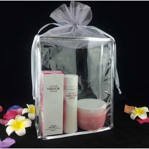 Wholesale 20*7*25CM Golden and silver clear pvc packing bag gift bag clear cosmetic bag, Fast Free shipping 200piece\lot