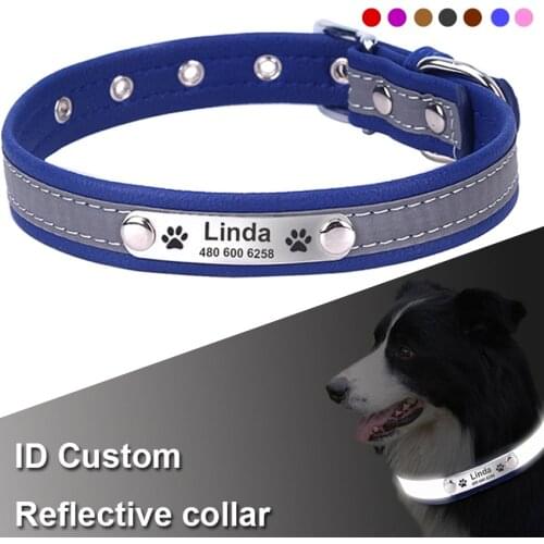 Pet Dog Collar Reflective Adjustable Pet Collar For Puppy Kitty Custom Engraved Name Id Tags Dog Collars Outdoor Pet Accessories