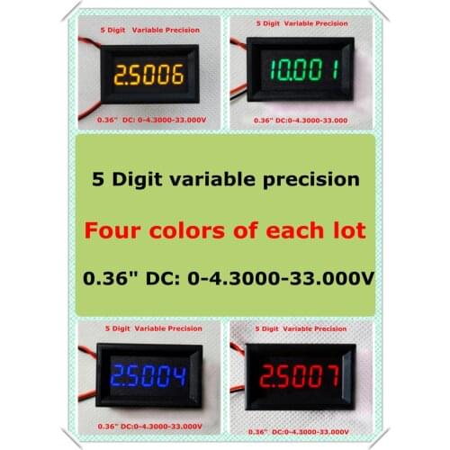 RD Four Colors 0.36" Variable Precision DC 0-33 V Four Wires Digital Voltmeter voltage panel meter led display [ 4 pieces / lot]