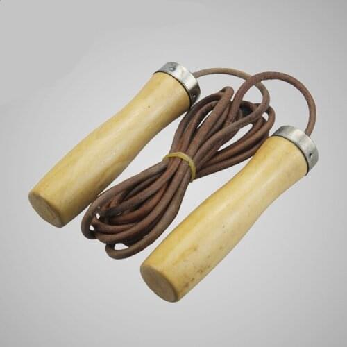 Jump Rope Fitness Leather Skipping Jump Rope Indoor Gym Workout Wooden Handles Weight Lose Jump Rope