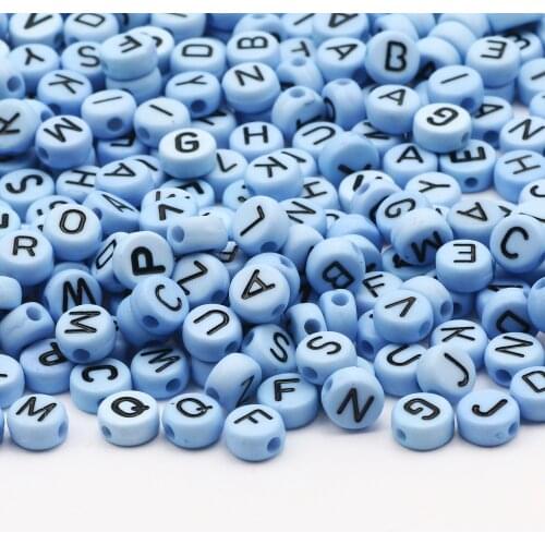 Mix Round Acrylic Alphabet Beads 4x7mm Blue Letter Spacer Loose Beads For Jewelry Making Diy Necklace Bracelet Accessories