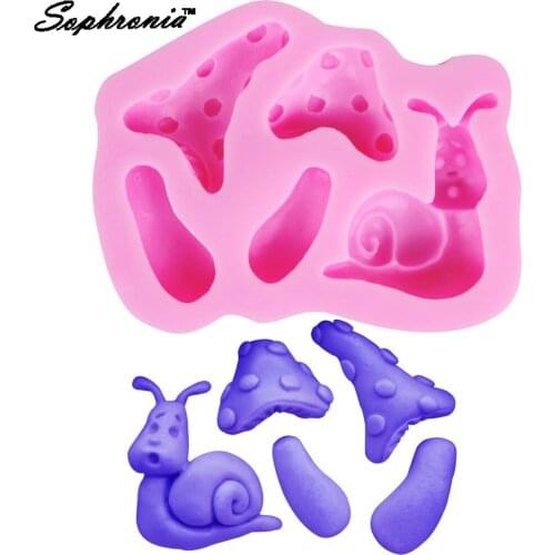 Sophronia M354 Snail Mushroom Silicone Mold Cartoon Animals Candy Chocolate Fondant Cake Decorating Tool