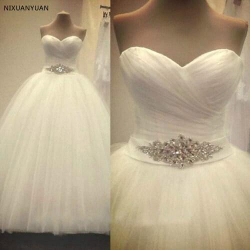 Wedding Dresses Vestidos De Novia Sweetheart Sweep Train Lace Applique Corset Wedding Dress Gowns Robe De Mariage