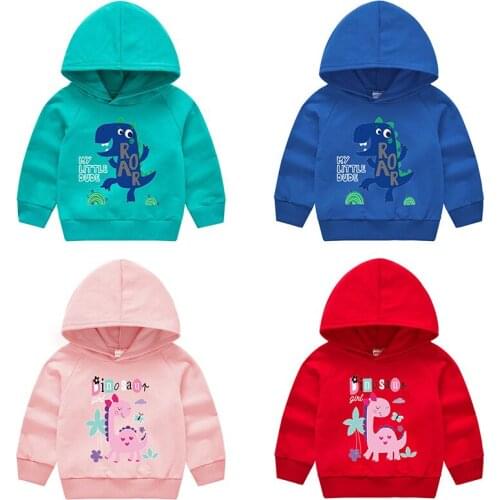 Dinosaur Boys Hoodies Coats Spring Autumn Outerwear Kids Hooded Sweatshirt Clothes Children Long Sleeve Pullover Tops 2-6 Years