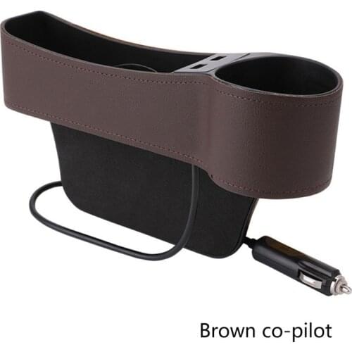 Universal Car Seat Ga p Filler Console Side Pocket Storage Box Dual USB Charger