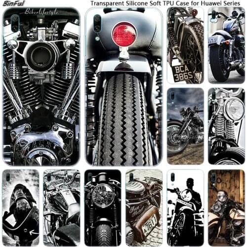 Vintage Motorcycle Soft Silicone Phone Case for Huawei Mate 10 20 Lite Pro Enjoy 9S Y9 Y7 Y6 Y5 2019 2018 Pro 2017 Fashion Cover