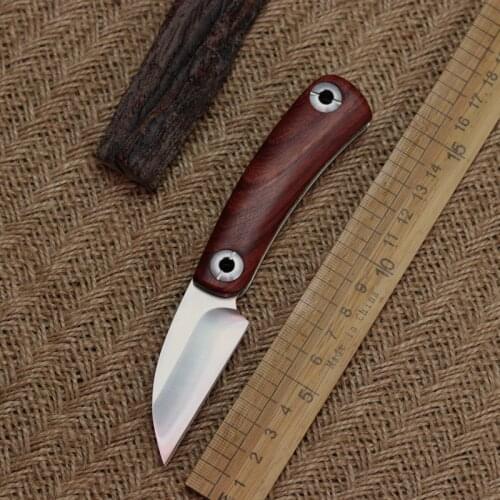 High quality D2 blade material Dalbergia solid wood handle small folding knife outdoor camping folding fruit knife EDC tool