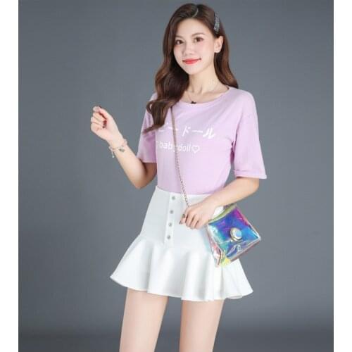 Womens Fashion Slim Waist High Street White Solid Hot Skirts Pleated Skirt Summer High Waist Pleated Mini Skirt Kawaii Skirt