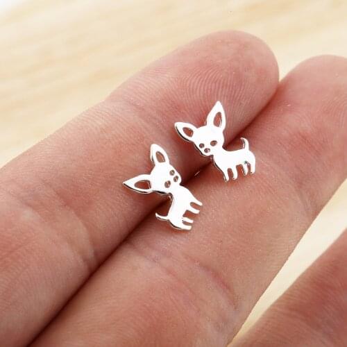 SMJEL New Arrival Animal Earings Tiny Chihuahua Earrings for Women Cute Pet Dog Studs Jewelry love my pet Accessories brincos