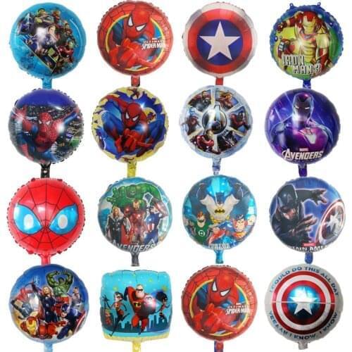 10Pcs 18inch Marvel Captain America Spiderman Portrait Foil Balloons Baby Shower Decoration Birthday Party Helium Globo Kids Toy