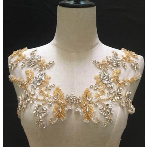 2020 new Deluxe bridal rhinestones applique,high quanlty bead glass with vintage design, haute couture wedding collar