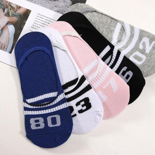 5 Pairs Ladies Print Striped Number Women Invisible Footsies Shoe Liner Trainer Ballerina Boat Socks 2020 Socks Women