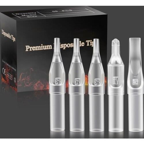 Tattoo Tips 50pcs Assorted Size Tattoo Disposable Tips Tubes for Tattoo Needles Flat/Magnum Sterilize Plastic Tip Supplies