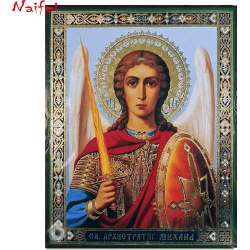 Diamond Embroidery Archangel Michael Full Drill Square Diamond Painting angel religion Cross Stitch Diamond Mosaic Manual Hobby