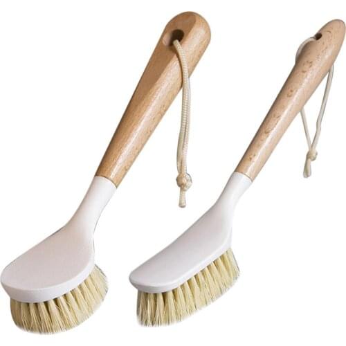 Kitchen Cleaning Brush Pot Cleaner Natural Wooden Long Handle Dish Bowl Pot Washing Brush Household Kitchen Cleaning Tools