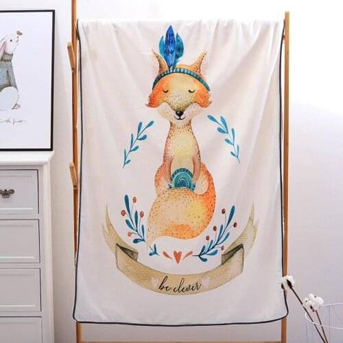 Nordic Style Animals Painted Baby Blanket Soft Kids Bed Spread Children Blanket Fleece Newborn Baby Swaddle Receiving Blankets