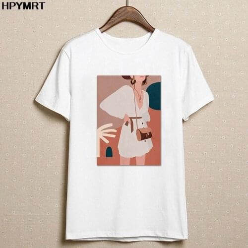 Fashion Women Printed T Shirt Aesthetic Abstract Girls 90s Tshirt Harajuku Fun Graphic Summer t-shirt Top Tee Female Clothing