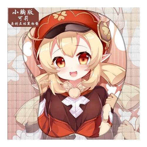 Game Genshin Impact Klee Cute Cosplay Chest Gel 3D Wrist Rest Non-slip Desk Playmat Otaku Gift Mouse Pad Anime Gaming Mouse Mat