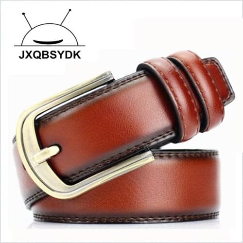 JXQBSYDK Luxury Brand Men Belts for Men Pin Buckle Leather Belts