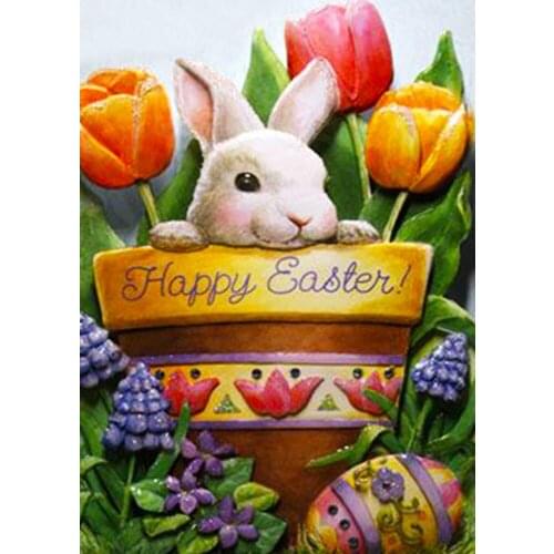 YI Bright 5D DIY Diamond Painting Full Square Rabbit Diamond Embroidery Animal Cross Stitch Tulip Beaded Mosaic Wall Decor