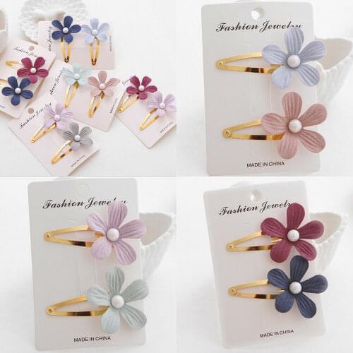 Fashion Girls Pearl Flower Hair Clip Accessories Barrette Hawaiian Wedding Party 2pcs/Sets