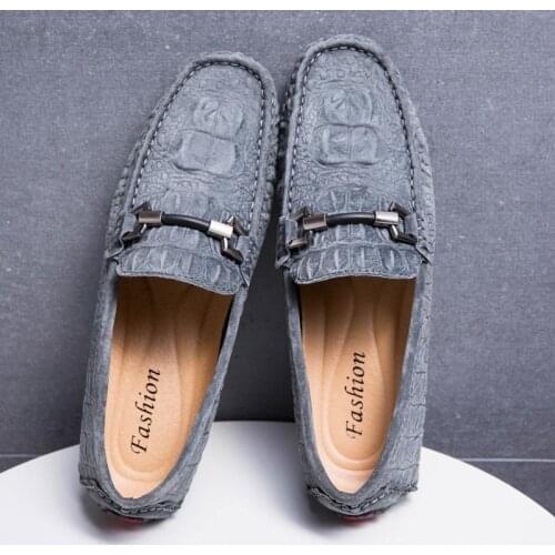 2021 Shoes Man 100% Genuine Leather Man Flat Shoes Casual Loafers Slip On Flats Shoes Moccasins Man Driving Shoes