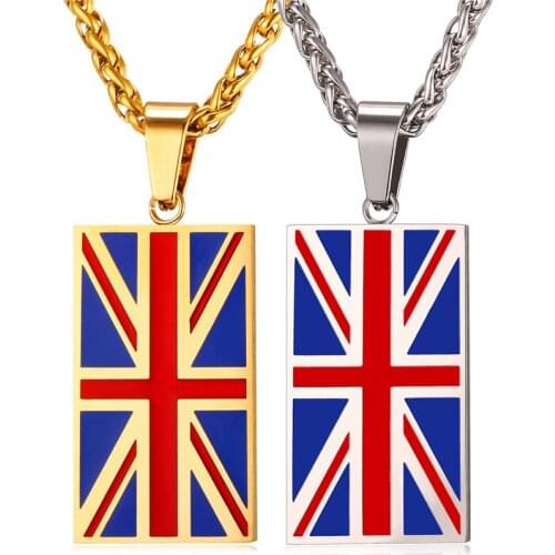 New Hot England National Flag Pendant Stainless Steel/Gold Color UK Patriot Necklace Women/Men Jewelry 2017 Wholesale GP2446