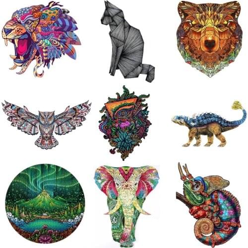 Unique Animals Wooden Jigsaw Puzzles For Adults Kids Wooden Puzzle Educational Toys Gifts Wood DIY Crafts Owl Fish Puzzle Games